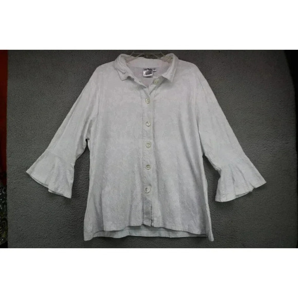 Parsley & Sage Women's White Button-Up Belled Sleeve Top-Size XL - Picture 1 of 10